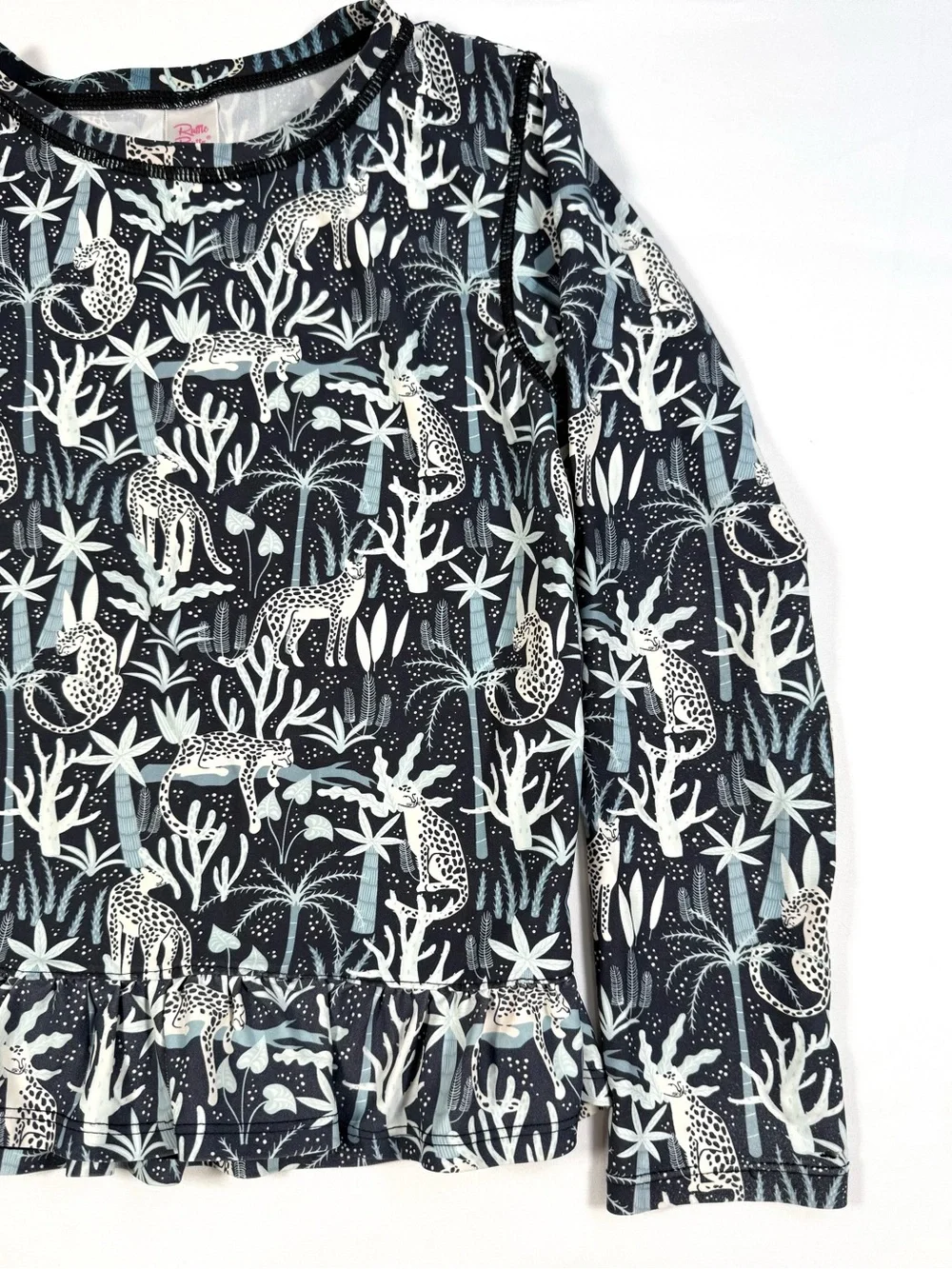 RUFFLE BUTTS Girls Leopard Jungle Rash Guard‎ Top Size 10 Safari Coastal Swim